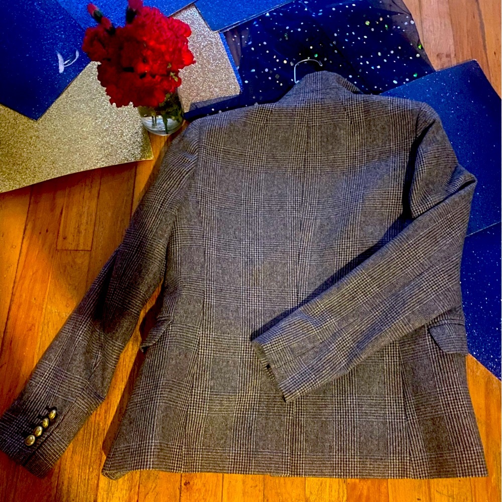 J.CREW 70% WOOL REGENT BEIJE BROWN CLASSIC BLAZER Coat LUX COZY VTG - Picture 2 of 16